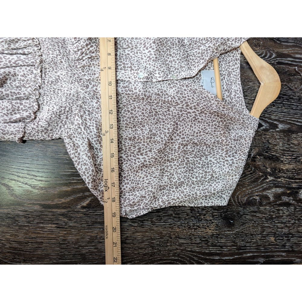 Rails Angelina Dress Sand Cheetah Linen Blend Smocked Waist Mini Beige XS - Picture 9 of 10